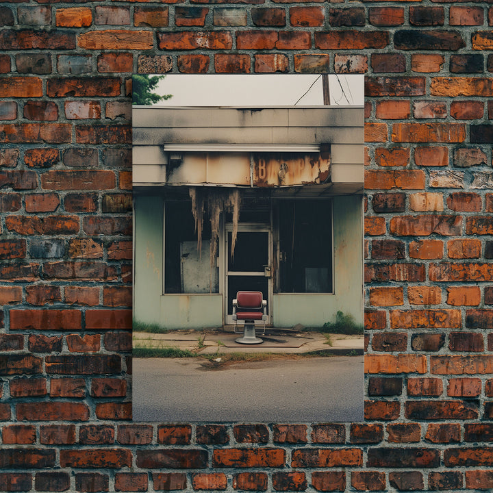 Abandoned Building, Barber Shop Art, Canvas Print, Wall Hanging, Portrait Art, Creepy Wall Decor, Spooky Art Print, Wall Art Prints