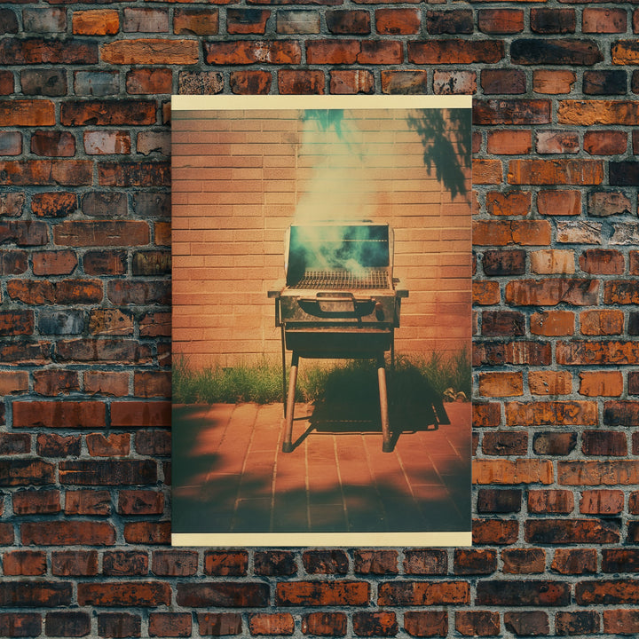 Barbecue Grill, Farmhouse Wall Art, Outdoors Art, Grill Gifts, Canvas Print, Wall Hanging, Portrait Art, Man Cave Art, Office Wall Decor