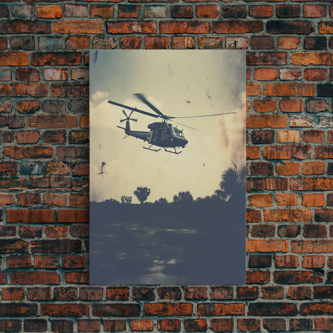 Helicopter, Aviation Wall Art, Lofi Art Print, Canvas Print, Wall Hanging, Portrait Art, Retro Art Print, Pilot Gift, Teen Boy Wall Art