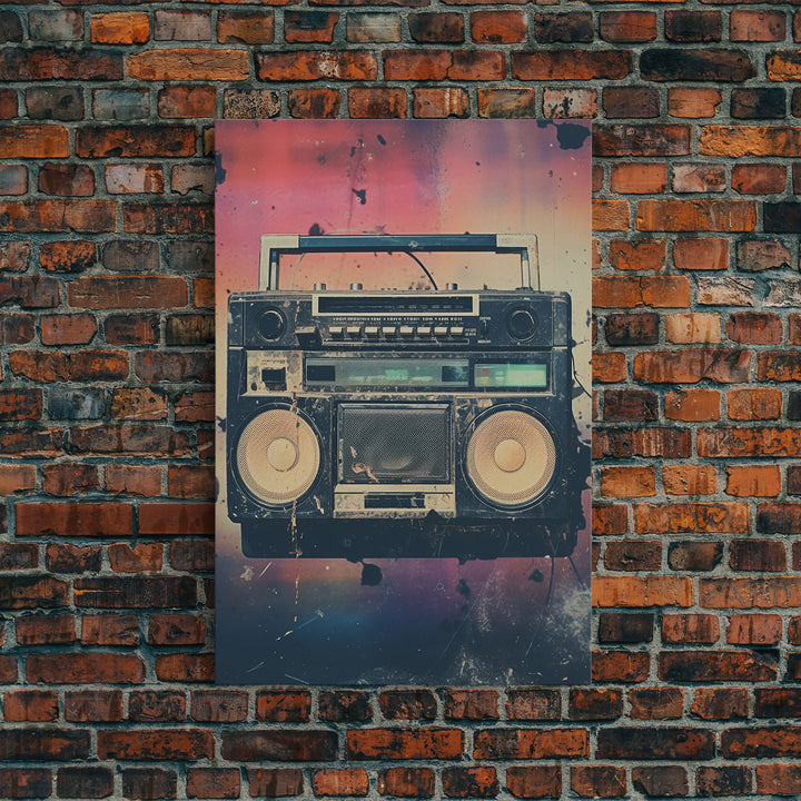 Boombox, Music Wall Art, Retro Wall Art, Canvas Print, Wall Hanging, Portrait Art, Apartment Wall Decor, Gaming Wall Decor, Above Bed Art