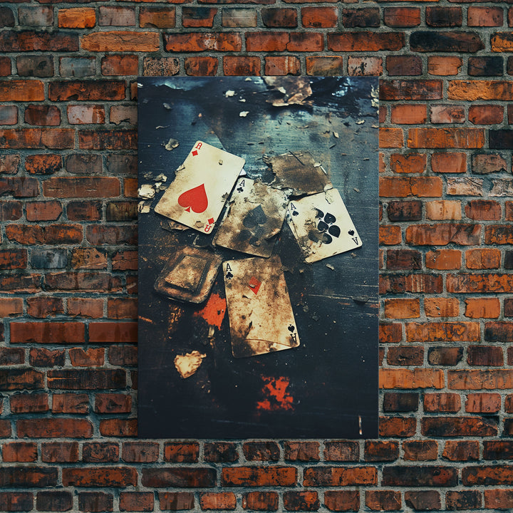 Playing Card Print, Playing Cards, Canvas Print, Wall Hanging, Portrait Art, Poker Wall Art, Poker Cards, Man Cave Wall Art, Dorm Wall Art