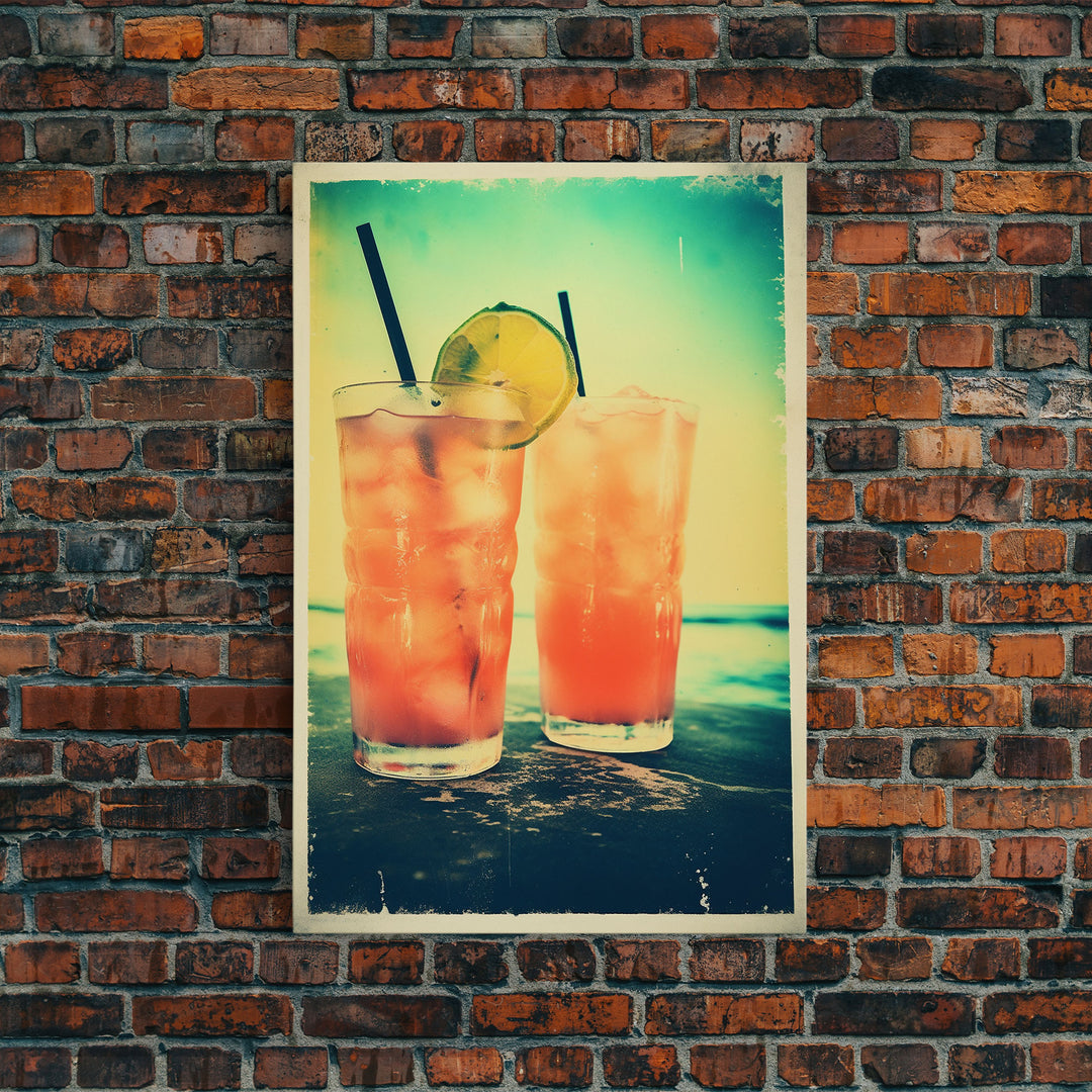 Cocktail Wall Print, Bar Cart Print, Canvas Print, Wall Hanging, Portrait Art, Cocktail Print, Kitchen Wall Art, Bar Wall Decor, Couple Gift