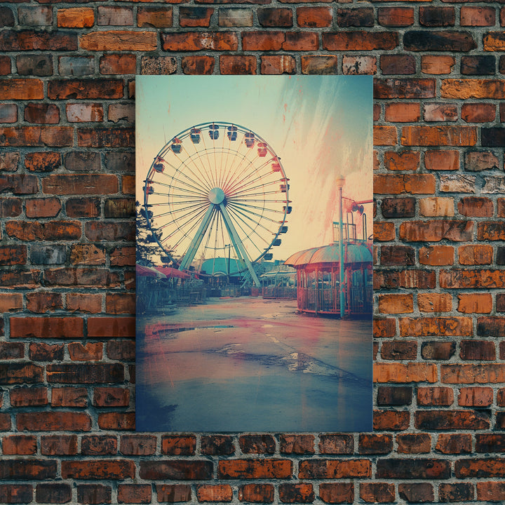 Ferris Wheel, Theme Park, Carnival Rides, Canvas Print, Wall Hanging, Portrait Art, New Homeowner Gift, Modern Home Decor, Bookshelf Decor