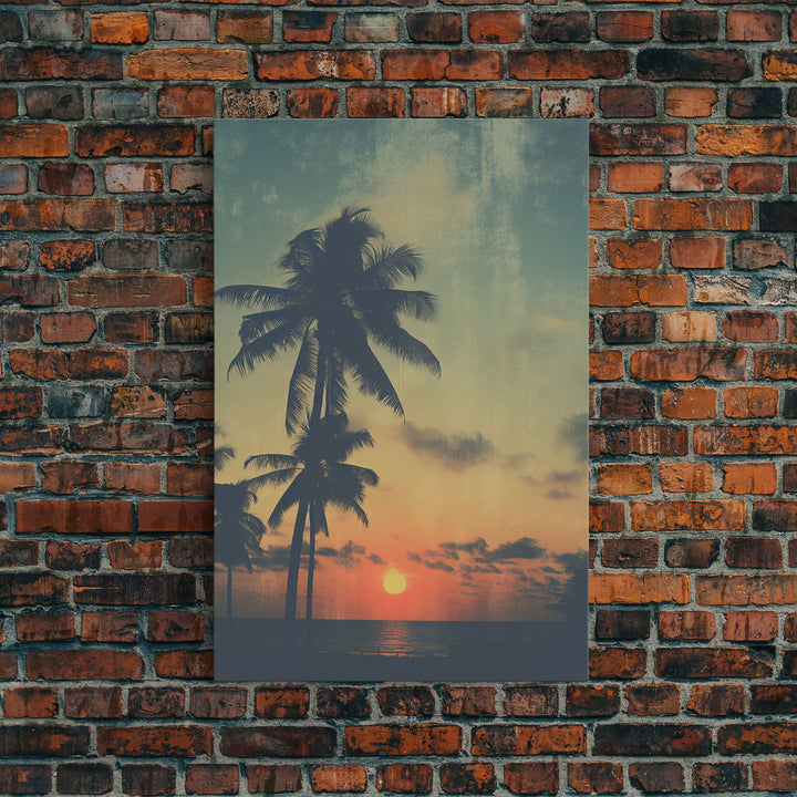 Palm Tree Wall Art, Tropical Wall Art, Beach Wall Art, Canvas Print, Wall Hanging, Portrait Art, Home Wall Decor, Hostess Gift, Office Print