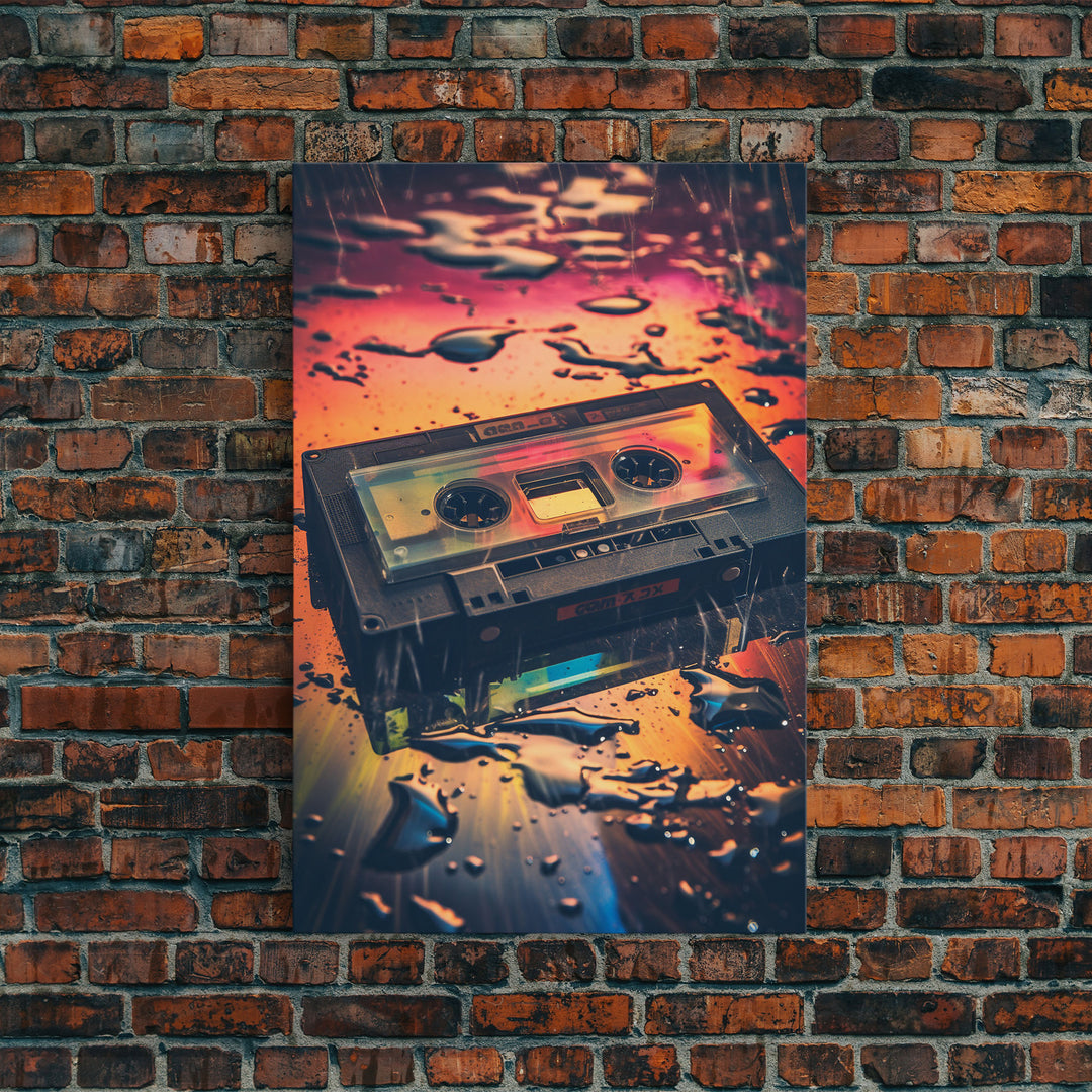 Retro 80s Cassette Tape Art, Framed Canvas Print, Custom Cassette Tape Wall Art, Cassette Tape Decor, Mix Tape Wall Art