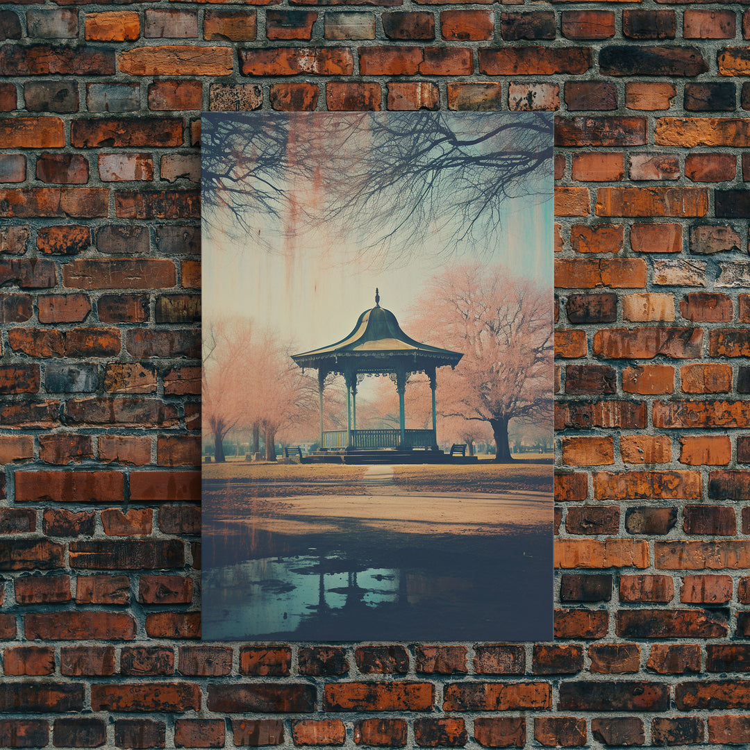 The Gazebo, Framed Canvas Print, Liminal Spaces Photography Print, Unique Wall Art, Gift For Art Lover