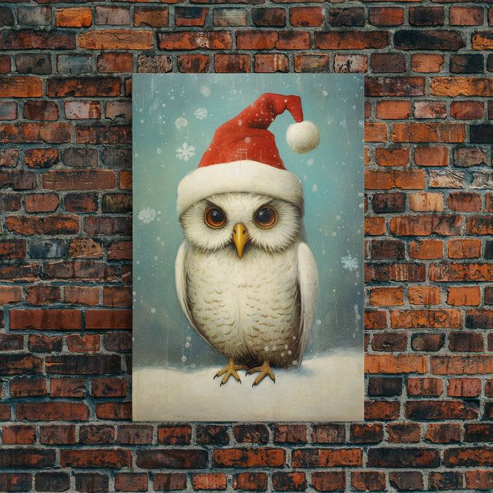 Silly Snow Owl Dressed For Christmas, Christmas Art, Christmas Decor, Christmas Wall Art, Farmhouse Christmas, Vintage Christmas, Owl Print