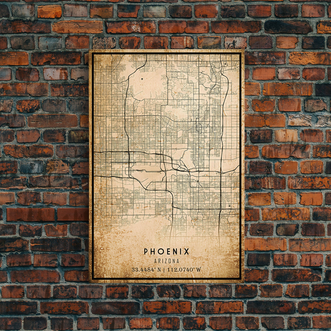 Phoenix Arizona Street Map, Framed Canvas Art, Arizona United States Road Map Wall Art, Office Wall Art, Wall Decor for Office