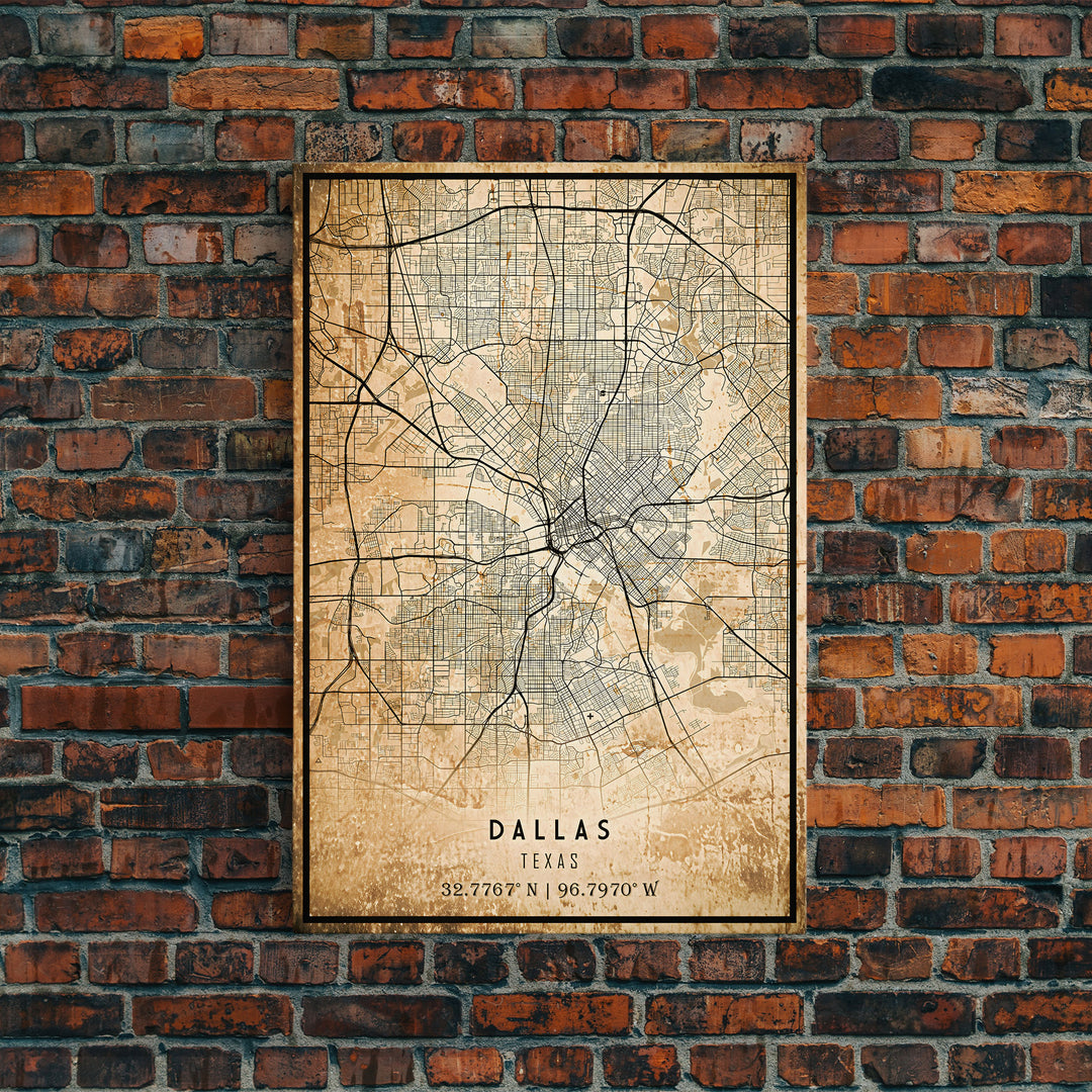 Dallas Map Canvas Print, Texas Map Print, Texas Wall Art, Dallas Map Poster, US, USA Maps, Dallas Maps, Map Gifts, Large Framed Map Print