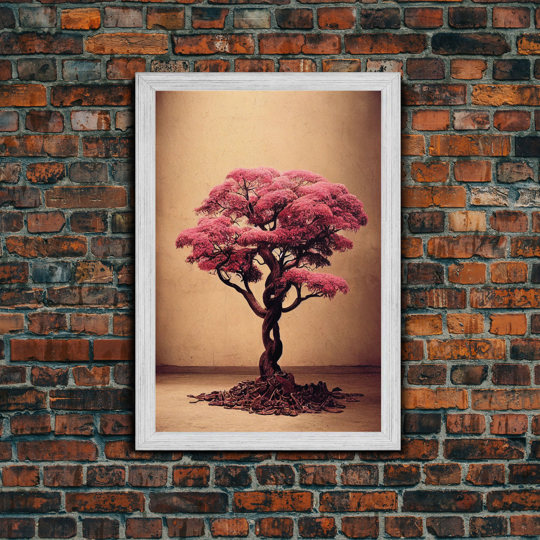 Japanese Maple Tree, Framed Canvas Print, Ready To Hang Framed Wall Art, Living Room Wall Hanging, Cherry Blossom Tree