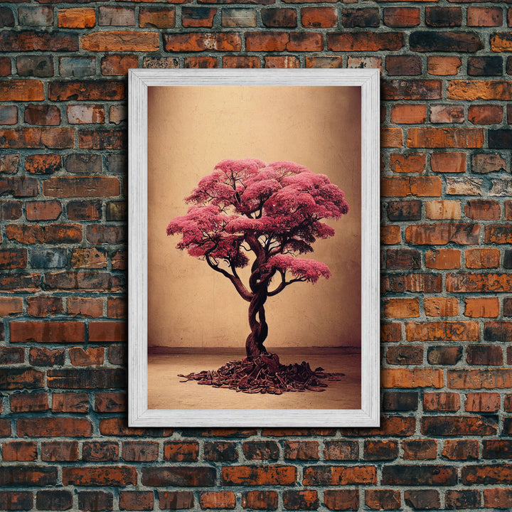 Japanese Maple Tree, Framed Canvas Print, Ready To Hang Framed Wall Art, Living Room Wall Hanging, Cherry Blossom Tree