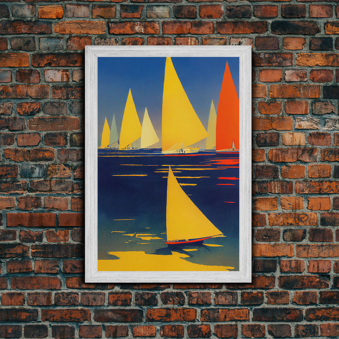 Nautical Wall Art, Sailboats On San Francisco Bay, Framed Canvas Print, Original Nautical Art, Nautical Canvas Art