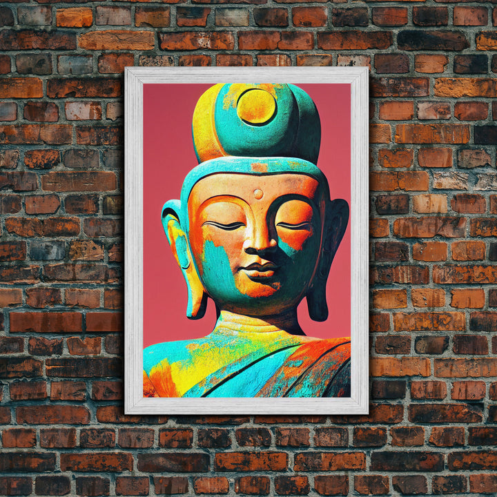 Colorful rainbow Buddha, framed canvas print zen wall art