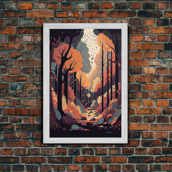 A Beautiful autumn scene, fall in the forest, fine art poster print