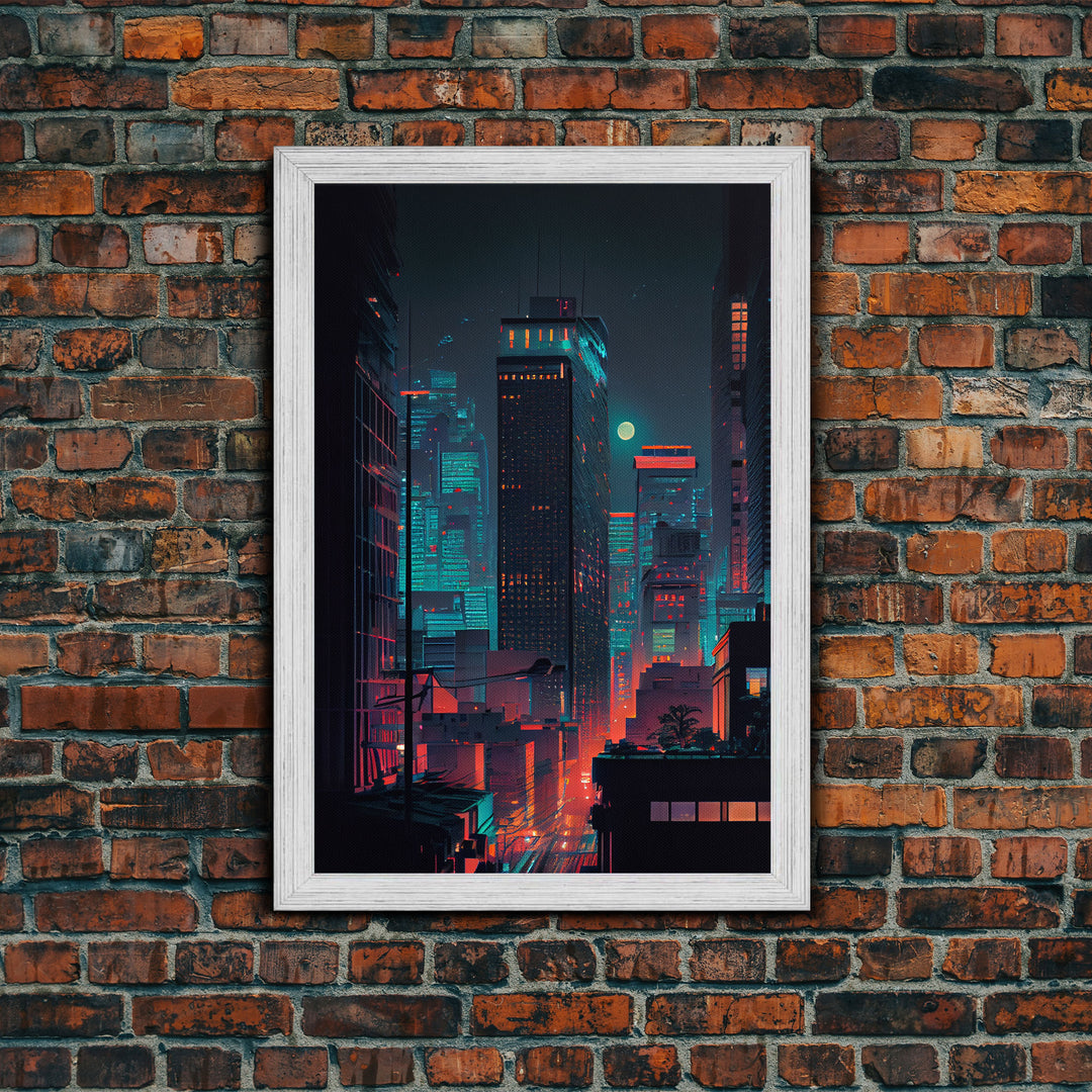 Night Cityscape Skyscrapers Dark Fine Art Print, Wall Art Print, Wall Poster, Wall Decor