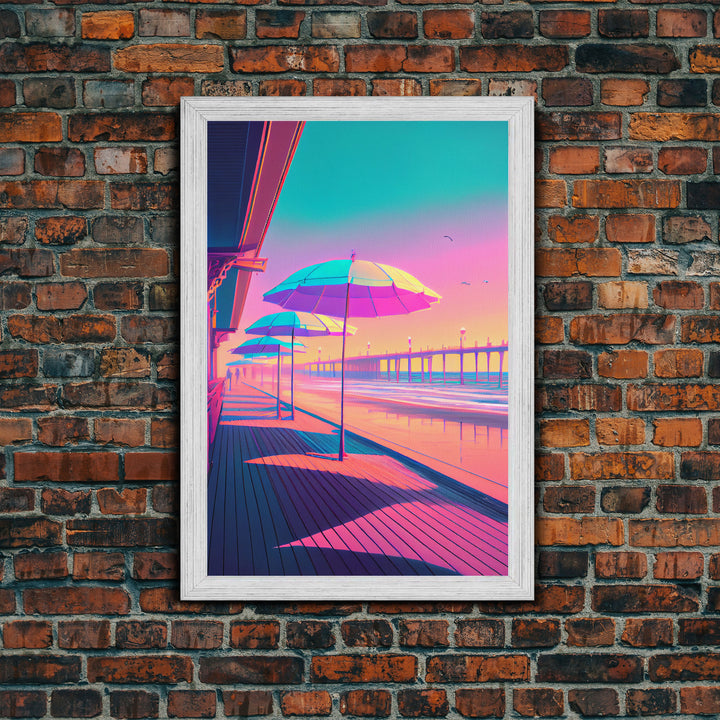 Vaporwave aesthetic art, framed canvas print, gift for her, girl's room / daugher's room wall art