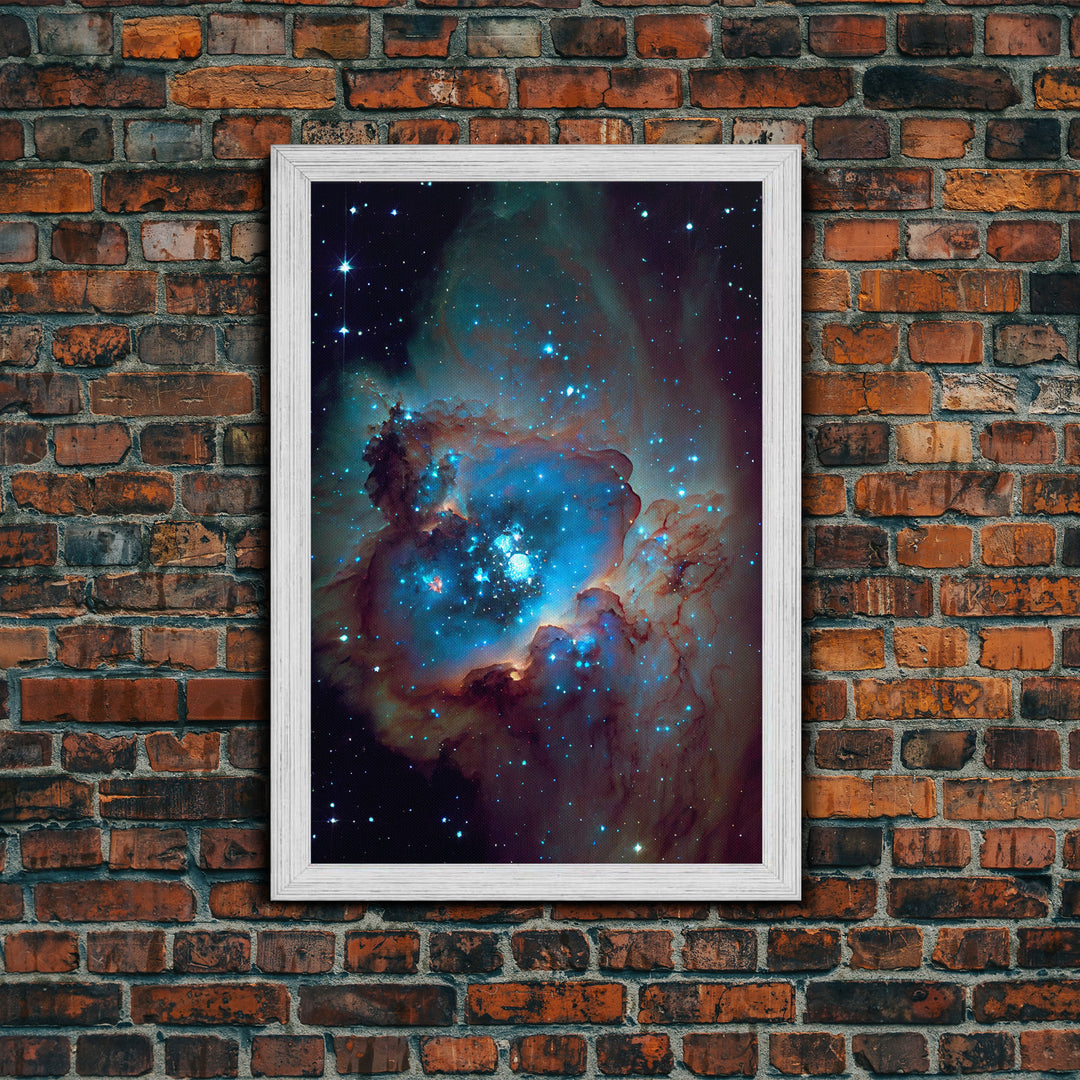 The Stars Glow At Night, framed canvas print, watercolor space painting