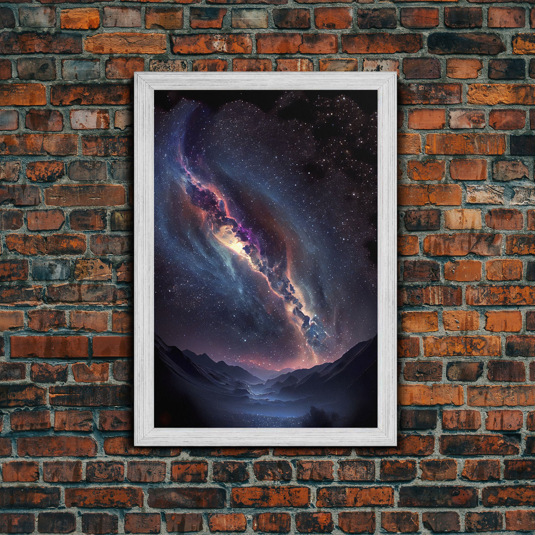 View of the milky way galaxy over a desert night sky, framed canvas print