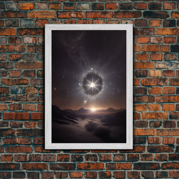 The North star over the Sahara, starry night sky art, framed canvas print