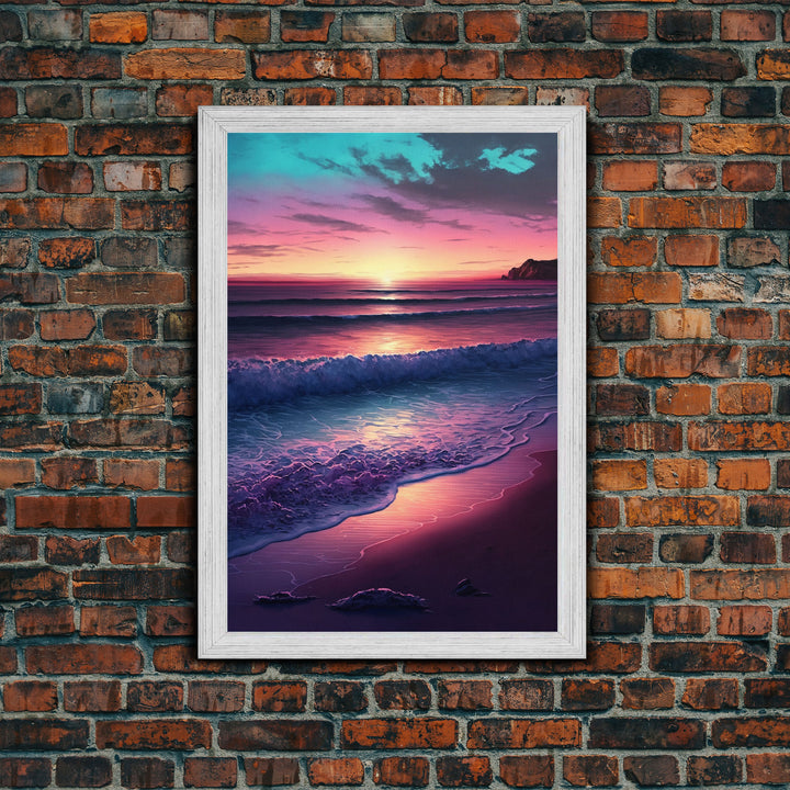 Large Coastal Wall Art Large Sunset Beach Framed Canvas Print Seascape Sky And Sea Beach Scene Art Ocean Beach Sky Art Decor