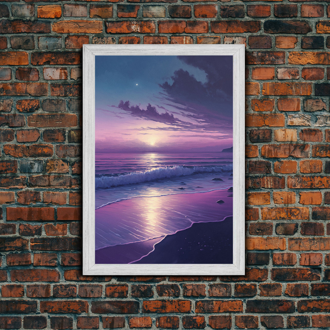 Large Coastal Wall Art Large Sunset Beach Framed Canvas Print Seascape Sky And Sea Beach Scene Art Ocean Beach Sky Art Decor