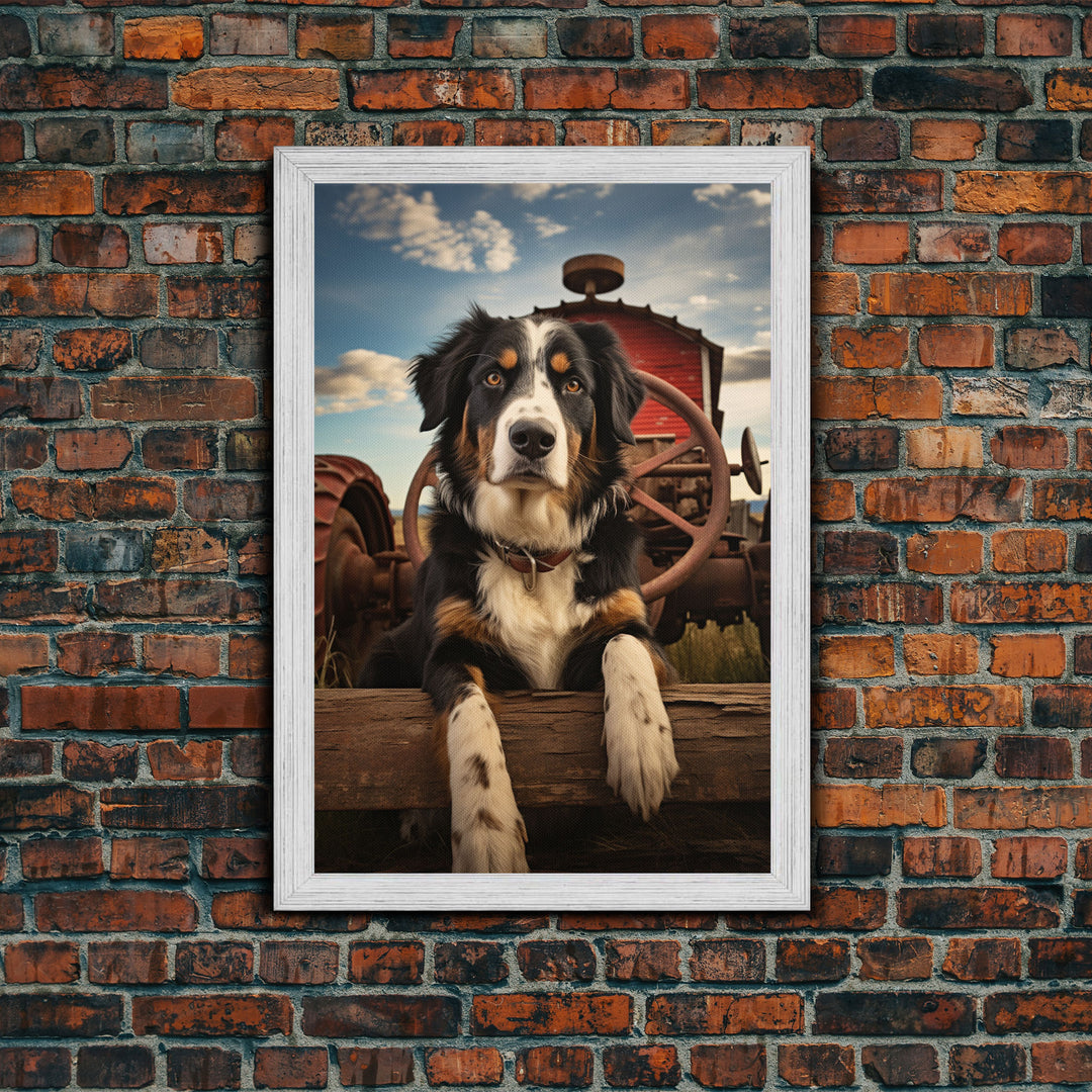 Dog Wall Art, Bernese Mountain Dog Wall Print, Farmhouse Wall Art, Wall Art, Framed Wall Art, Framed Canvas. Wall Print, Wall Canvas