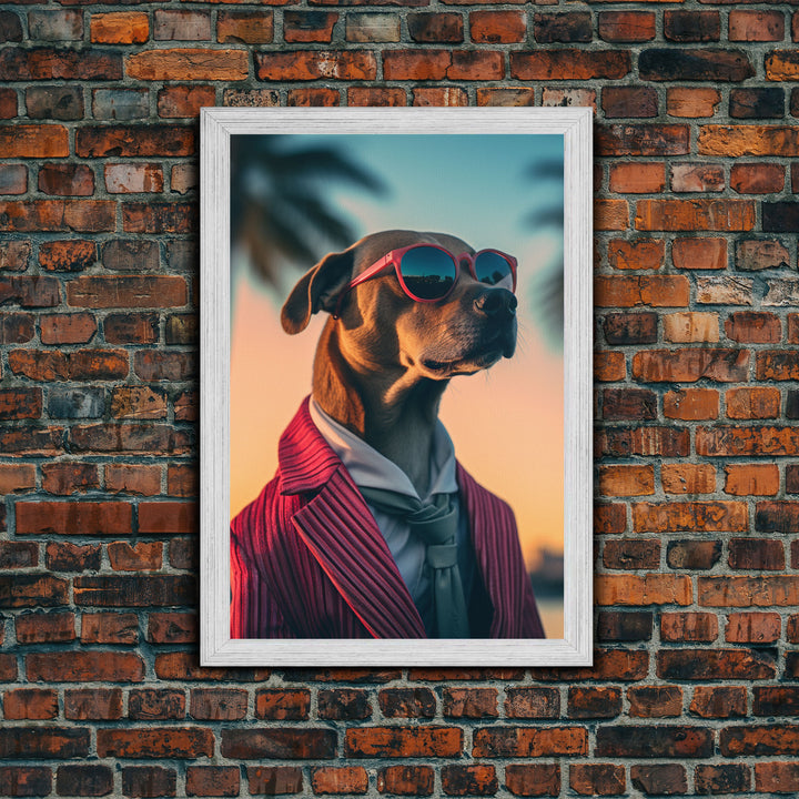 Rhodesian Ridgeback Dog Wall Print, Dog Wall Art, Dog With Shades Wall Print, Framed Wall Art, Framed Canvas, Wall Print, Wall Canvas