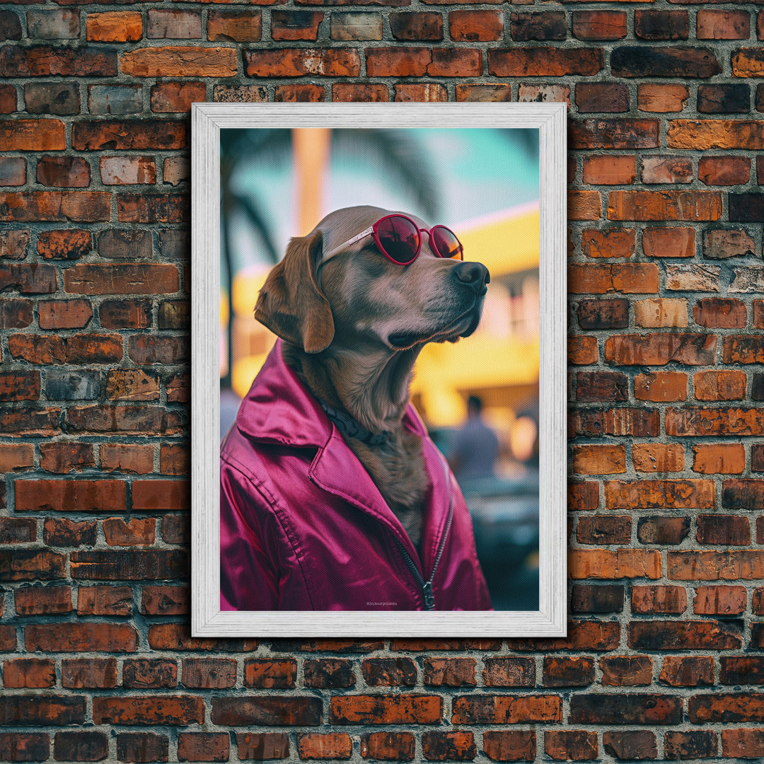 Labrador Dog Wall Print, Dog Wall Art, Dog With Shades, Animal Art, Funny Wall Art, Framed Wall Art, Framed Canvas, Wall Print, Wall Canvas