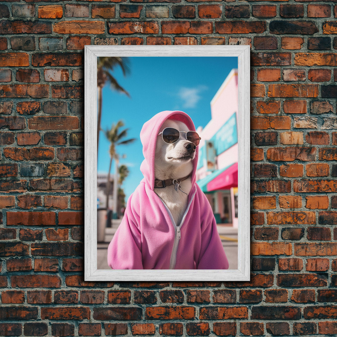 Chihuahua Wall Print, Dog Wall Art, Dog Sunglasses, Pink Hoodie, Funny Wall Art, Framed Wall Art, Framed Canvas, Wall Print, Wall Canvas