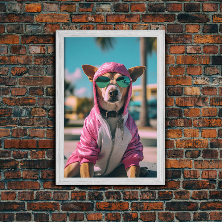 Dog Sunglasses, Pink Hoodie, Chihuahua Wall Print, Dog Wall Art, Funny Wall Art, Framed Wall Art, Framed Canvas, Wall Print, Wall Canvas