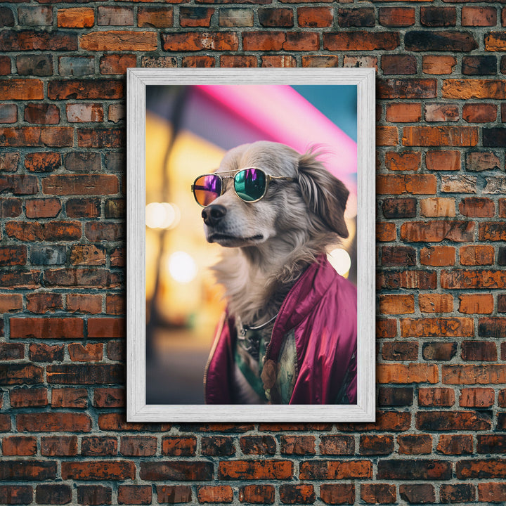 Long Haired Chihuahua Wall Print, Dog Wall Art, Dog Sunglasses, Funny Art, Framed Wall Art, Framed Canvas, Wall Print, Wall Canvas