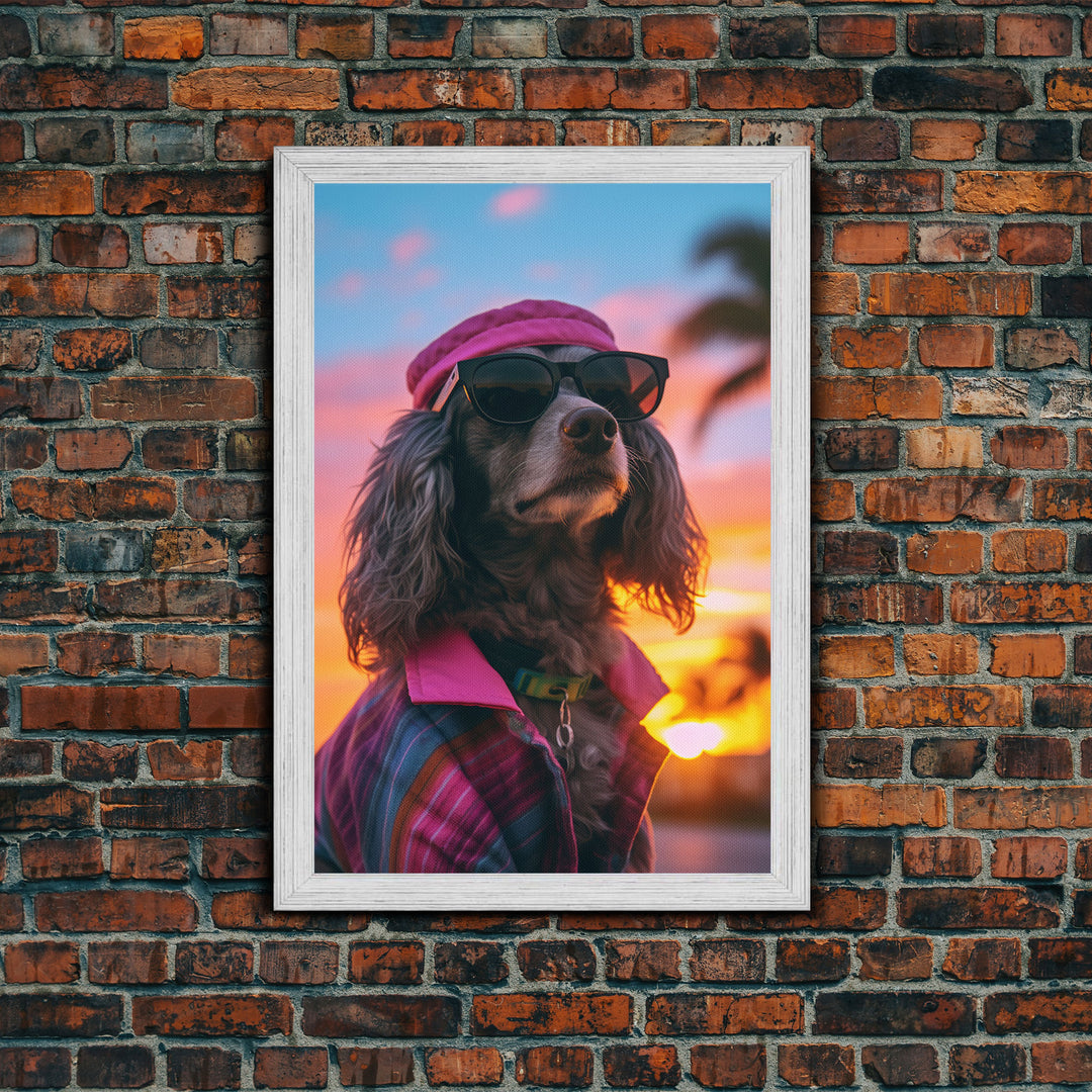 Dachshund Wall Print, Dog Wall Art, Dog Sunglasses, Dog In Pink Suit, Funny Art, Framed Wall Art, Framed Canvas, Wall Print, Wall Canvas