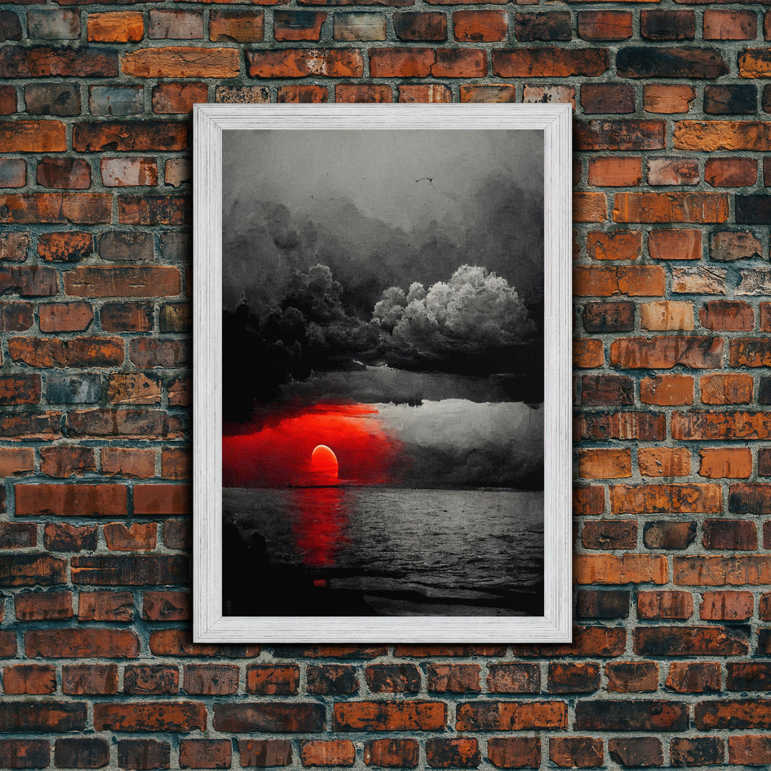 Spooky Horror Canvas Print, Bloodmoon Sunset, Blood moon, Halloween Wall Art, Ready To Hang