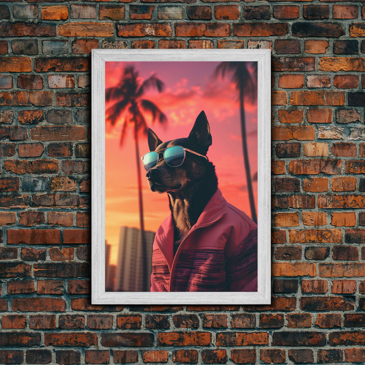 Chihuahua Wall Print, Dog Wall Art, Dog Sunglasses, Dog In Pink Jacket, Funny Art, Framed Wall Art, Framed Canvas, Wall Print, Wall Canvas