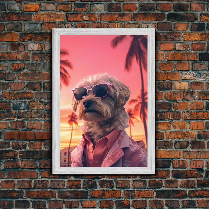 Shih Tzu Wall Print, Dog Portrait, Dog Sunglasses, Dog In Pink Suit, Dog Art Print, Framed Wall Art, Framed Canvas, Wall Print, Wall Canvas