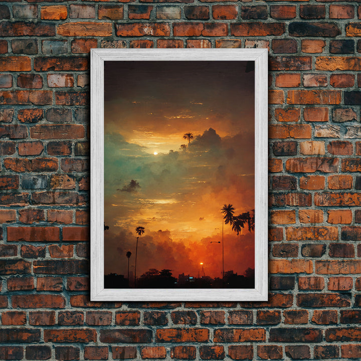 Los Angeles, California at sunset, canvas print, ready to hang wall art