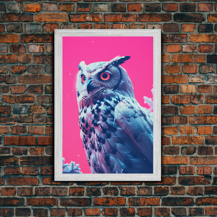 Bird Art, Owl Wall Print, Animal Art Print, Abstract Art, Animal Portrait, Pink Art, Framed Wall Art, Framed Canvas, Wall Print, Wall Canvas