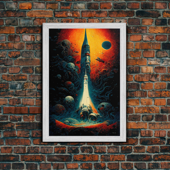 Cosmic Horror Space Exploration Poster Canvas Print, Scifi Wall Art, ready to hang wall art