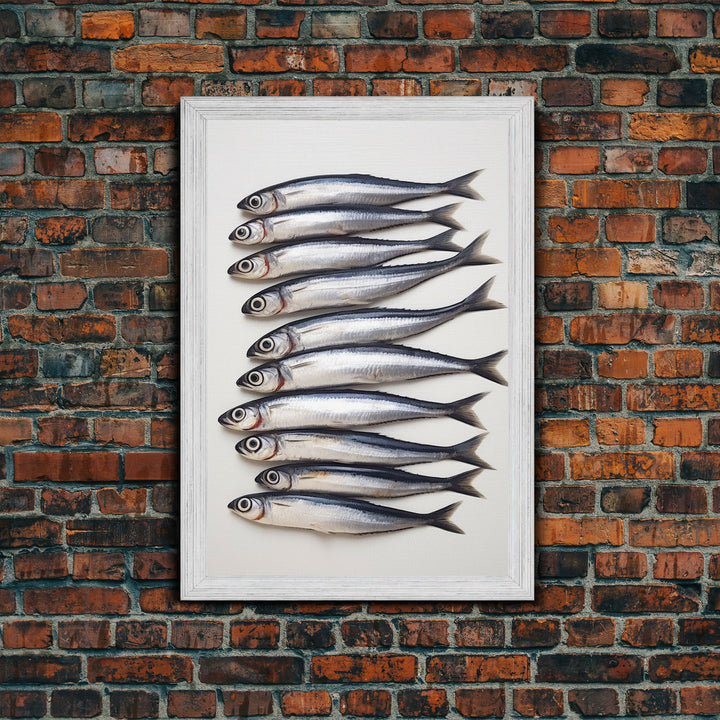 Sardines Art Print - Framed Canvas Art - Oil Painting Still Life Print - French Kitchen Art - Restaurant Art - Sardine Still Life - Fish Art