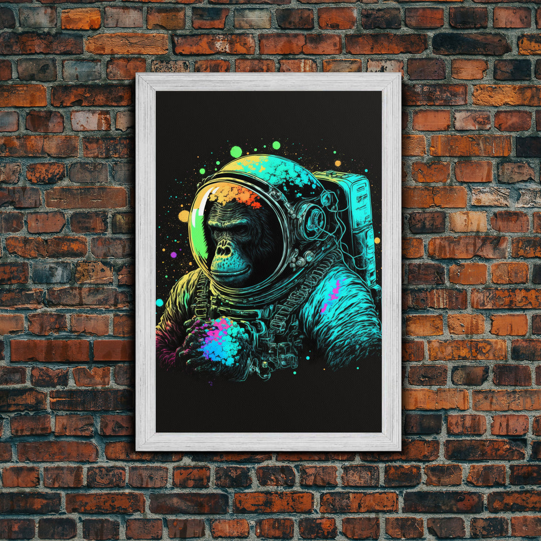 To The Moon, Space Ape Astronaut, Framed Canvas Print, GME, NFT Style Decor, Large Wall Art