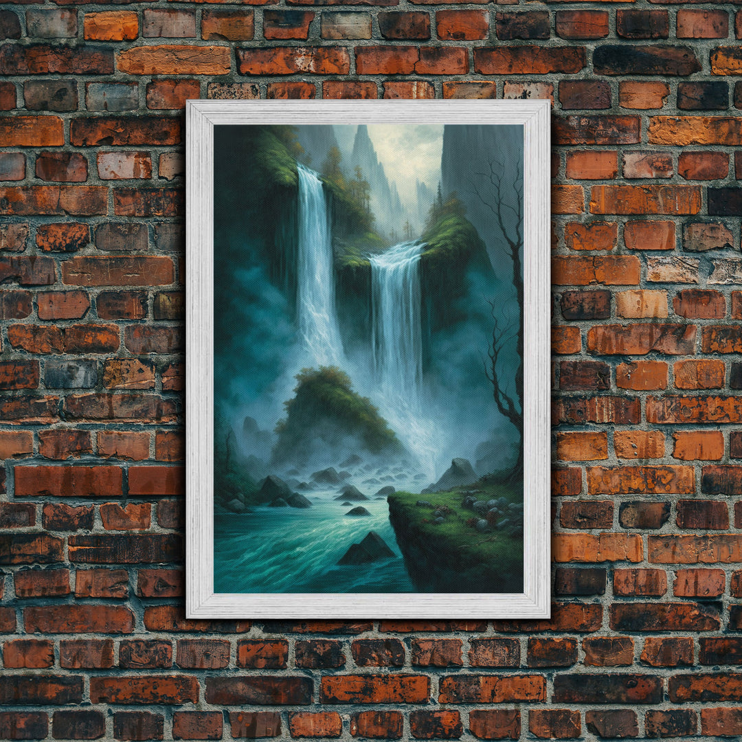 Fantasy Waterfall Oil Painting Canvas Print, Framed Canvas Art, Living Room Wall Decoration