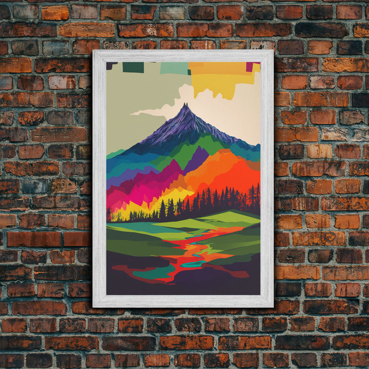 Surreal Rainbow Mountain Landscape, Framed Canvas Print