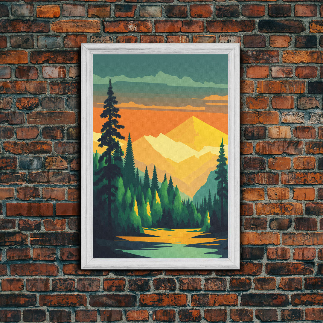 Pacific Northwest Art, Framed Canvas Prints, Washington State, Pine Tree Forest and Mt. Rainier