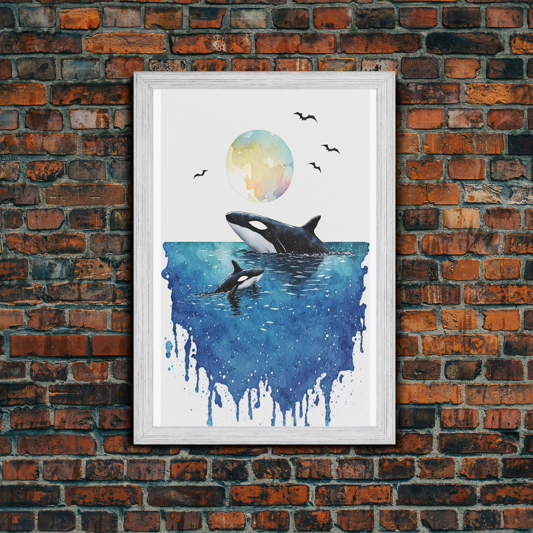 Watercolor Orca Painting - Killer Whales - Whale Nursery, Whale Art, Whale Print, Orca Whale, Beach Decor, Watercolor Animal Prints