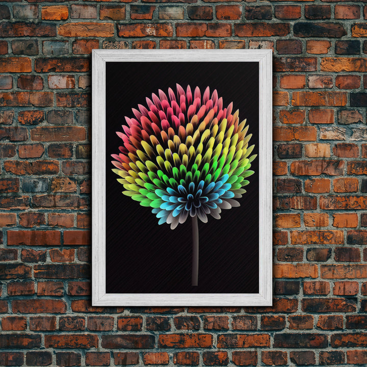 Neon Dandelion, Framed Canvas Print, Original Painting, Huge Wall Art, Large Format Living Room Art