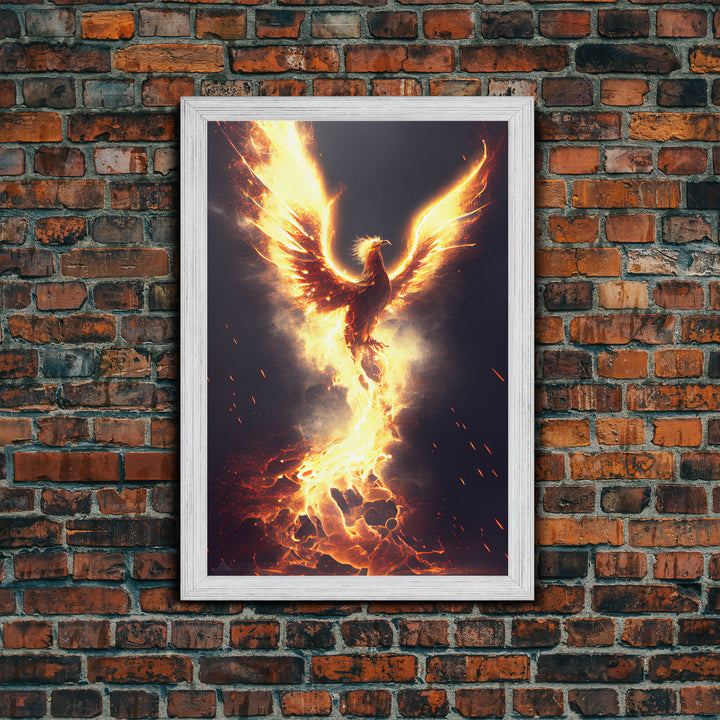 Phoenix In Flames, Retribution, Framed Canvas Print, The Phoenix, Framed Wall Art, Original Painting Phoenix