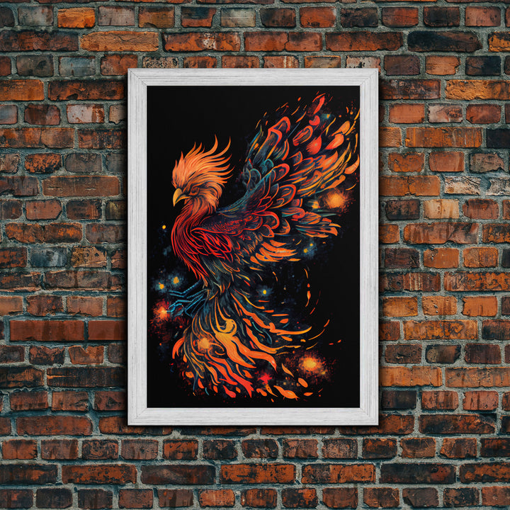 Phoenix In Flames, Retribution, Framed Canvas Print, The Phoenix, Framed Wall Art, Original Painting Phoenix, Fire Chicken