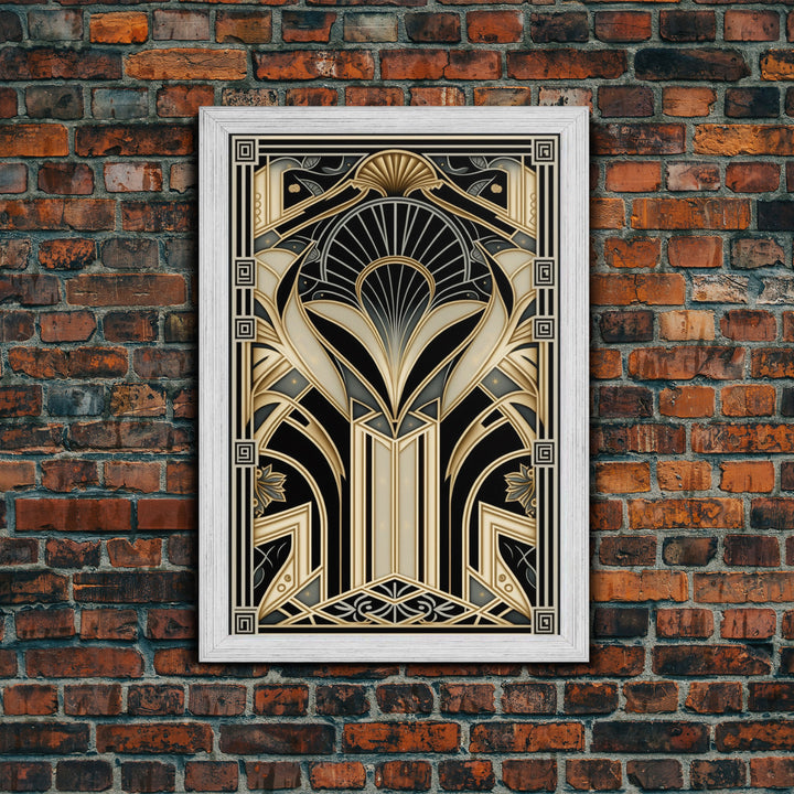 Art Deco Pattern Wall art, Framed Canvas Print, Art Deco, Gold & black art, Geometric art, Office wall art, Abstract art, Original painting