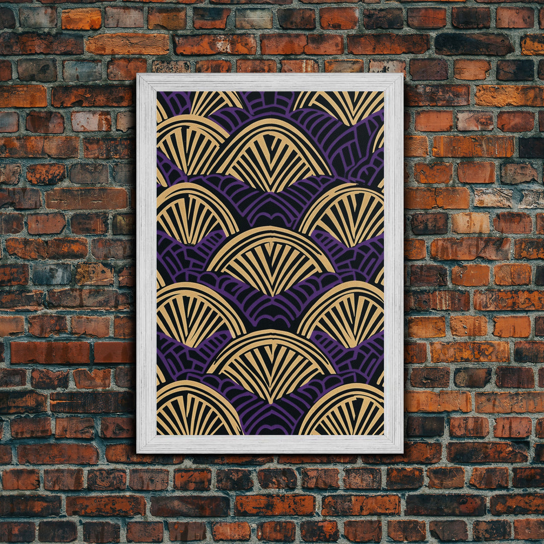 Art Deco Pattern Wall art - Framed Canvas Print - Art Deco - Original painting - Wall art - Office decor - Gold & purple art - Abstract art