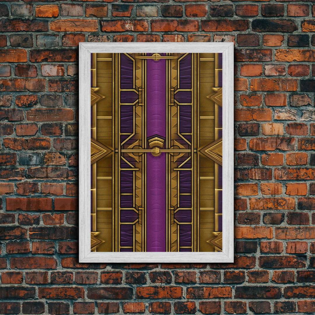 Midcentury Modern Wall art, Framed Canvas Print, Art Deco, Canvas Wall art, Gold & purple art, Geometric art, Colorful painting, Wall art